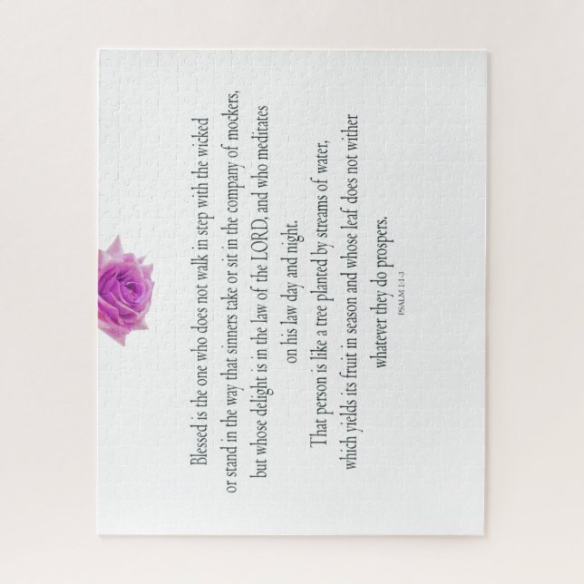 Puzzle PSALM 1:1-3 con flor morada (Vertical)