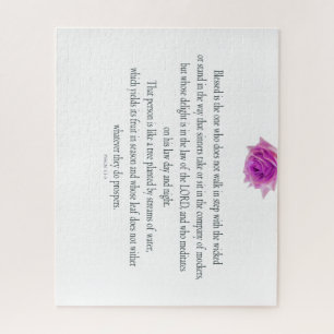 Puzzle PSALM 1:1-3 con flor morada