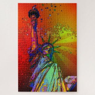 Puzzle Psicodelia NYC Arcoiris Estatua de la Libertad 1R