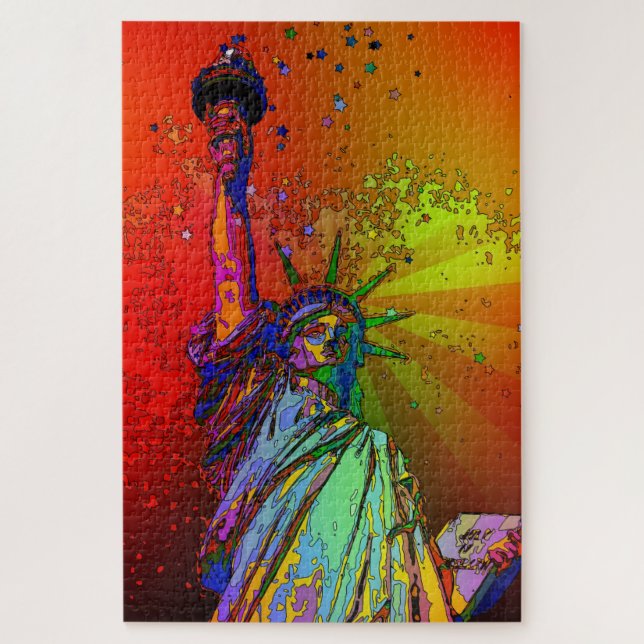 Puzzle Psicodelia NYC Arcoiris Estatua de la Libertad 1R (Vertical)