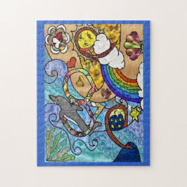 Puzzle Psicodélico retro de los años 60 en la playa