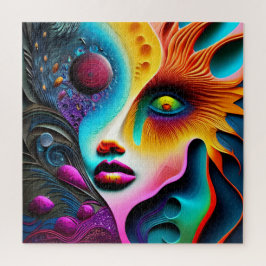 Puzzle Psychedelic  Face Abstract  Art    