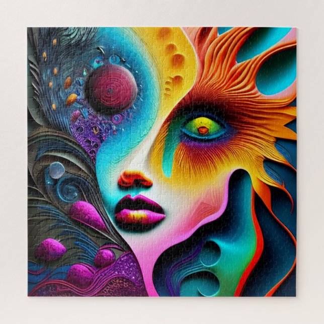 Puzzle Psychedelic  Face Abstract  Art     (Vertical)