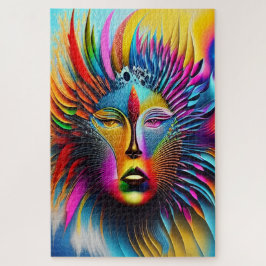Puzzle Psychedelic Sun Face Abstract Art