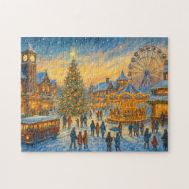 Puzzle Pueblo de Carnaval de Navidad Aldea de Invierno