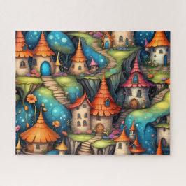 Puzzle Pueblo de cuento de hadas caprichoso al borde del 