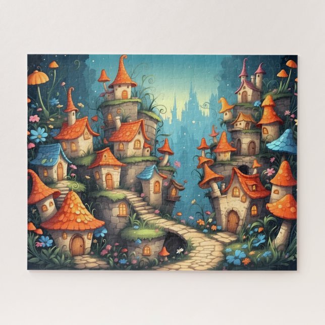 Puzzle Pueblo de Cuento de Hadas Caprichoso con Techos de (Horizontal)