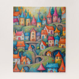 Puzzle Pueblo de Cuento de Hadas Caprichoso y Colorido