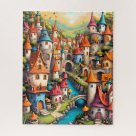Puzzle Pueblo de Cuentos de Hadas Colorido Castillo