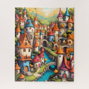 Puzzle Pueblo de Cuentos de Hadas Colorido Castillo