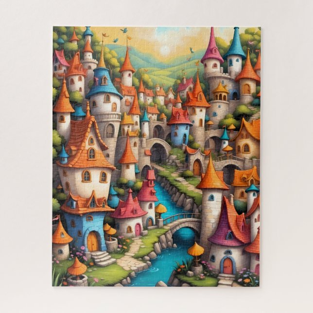 Puzzle Pueblo de Cuentos de Hadas Colorido Castillo (Vertical)