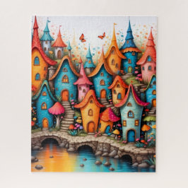 Puzzle Pueblo de Cuentos de Hadas Colorido junto al Agua