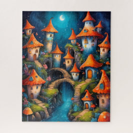 Puzzle Pueblo de hongos caprichosos por la noche