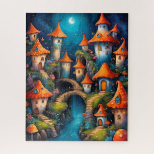 Puzzle Pueblo de hongos caprichosos por la noche