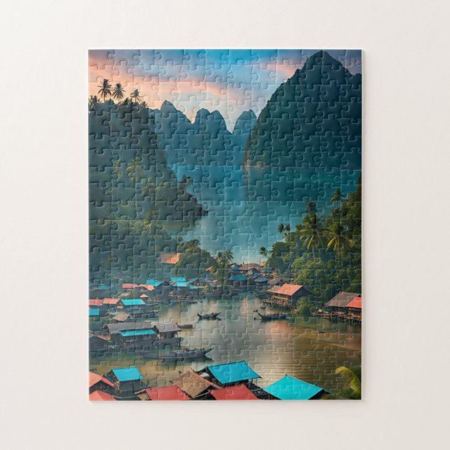 Puzzle Pueblo de pescadores indonesio  (Vertical)