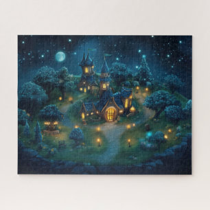 Puzzle Pueblo fantástico con faroles cálidos