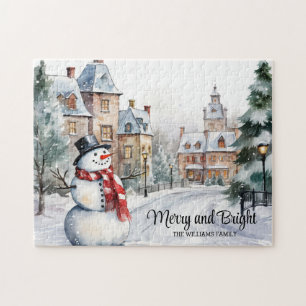 Puzzle Pueblo Navideño Antiguo Alegre y Brillante