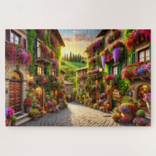Puzzle Pueblo Toscano Italia Tarde Paseo Empedrado