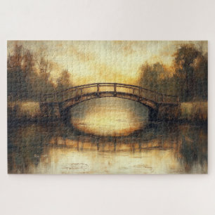 Puzzle Puente Antiguo Sobre Río Pintura Campo 