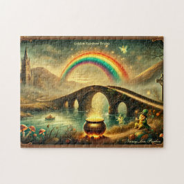 Puzzle Puente Arcoíris duende Escena irlandesa vintage