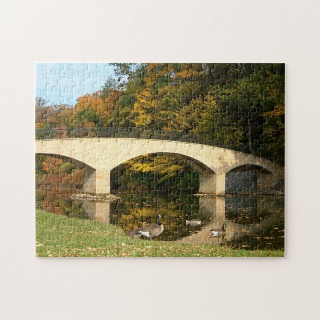Puzzle Puente arcoiris en otoño en el Grove City College (Horizontal)