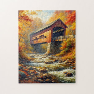Puzzle puente clásico cubierto de otoño