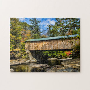 Puzzle Puente cubierto de Montgomery con follaje de otoño