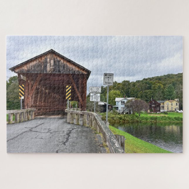 Puzzle Puente cubierto, Downsville, Nueva York (Horizontal)