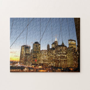 Puzzle Puente de Brooklyn al atardecer con horizonte de M
