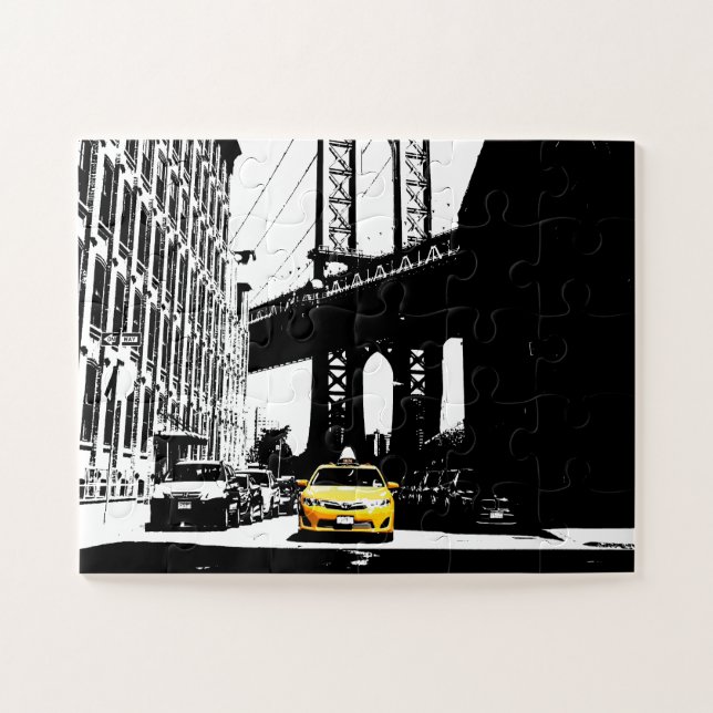 Puzzle Puente de Brooklyn Ciudad Nueva York Nyc Taxi Amar (Horizontal)