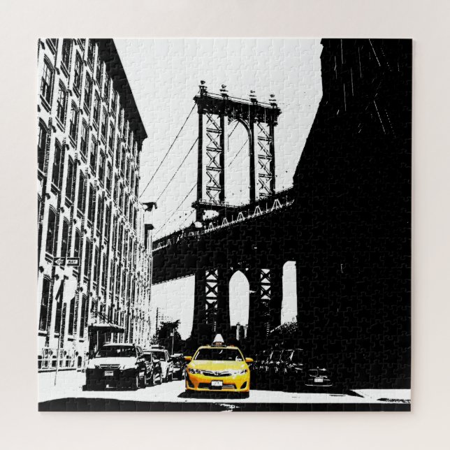 Puzzle Puente de Brooklyn Ciudad Nueva York Nyc Taxi Amar (Horizontal)