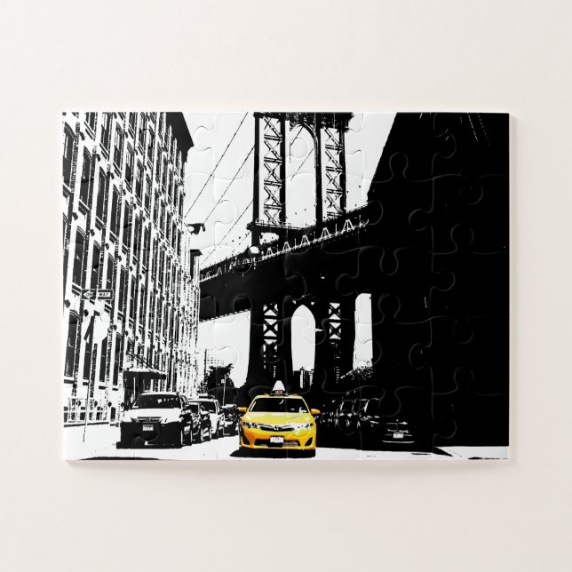 Puzzle Puente de Brooklyn de Nueva York Nyc Yellow Taxi (Horizontal)