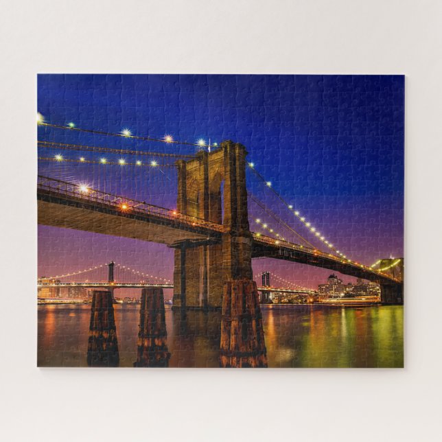 Puzzle Puente de Brooklyn, Nueva York de noche (Horizontal)