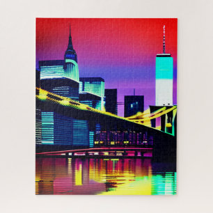Puzzle Puente de Brooklyn por la noche / por la noche