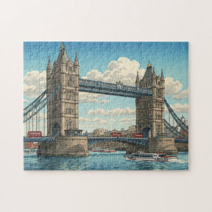 Puzzle Puente de la Torre de Londres Estampa Japonesa