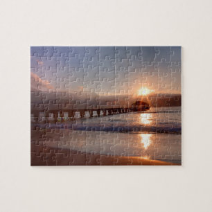 Puzzle Puente de playa al atardecer, Hawaii