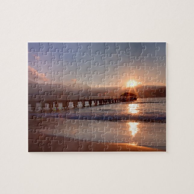 Puzzle Puente de playa al atardecer, Hawaii (Horizontal)