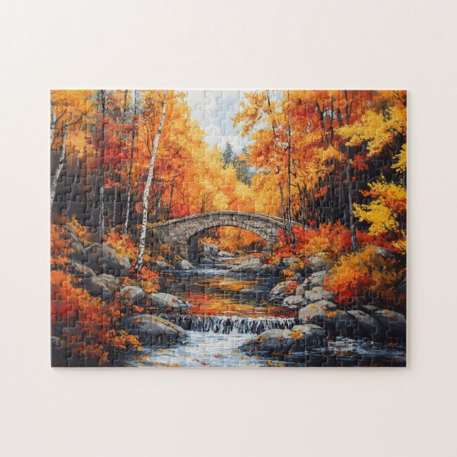 Puzzle Puente del bosque de otoño (Horizontal)