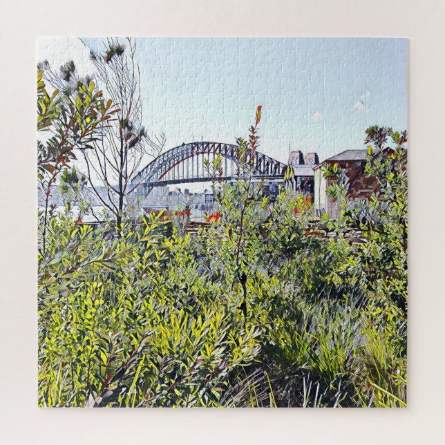Puzzle Puente del puerto de Sydney con plantas nativas (Vertical)