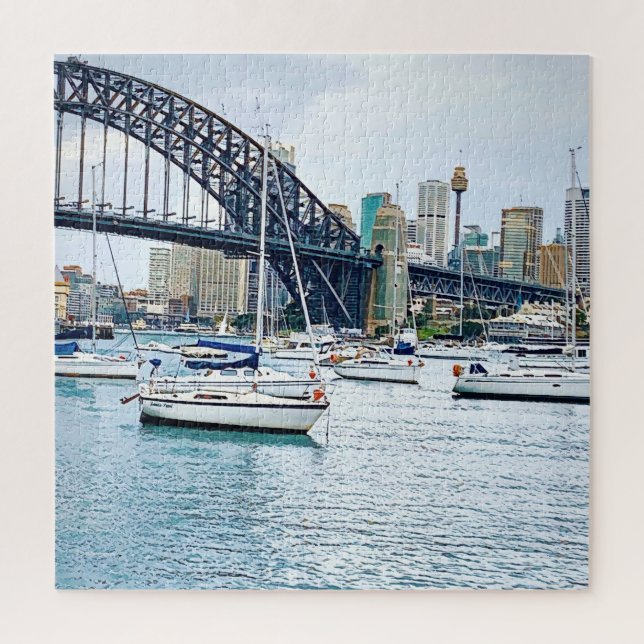 Puzzle Puente del puerto de Sydney con yates (Vertical)