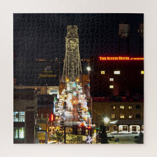 Puzzle Puente elevador de Minnesota de noche (Vertical)