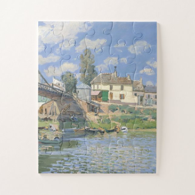 Puzzle Puente en Villeneu por Sisley Impresionist Paint (Vertical)