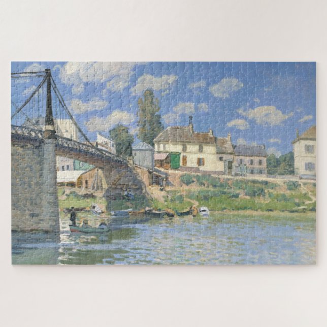 Puzzle Puente en Villeneu por Sisley Impresionist Paint (Horizontal)