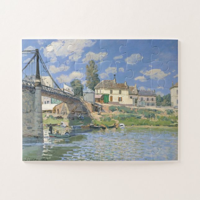 Puzzle Puente en Villeneu por Sisley Impresionist Paint (Horizontal)