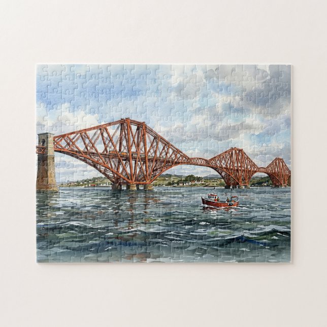 Puzzle Puente ferroviario histórico de Forth Escocia Acua (Horizontal)