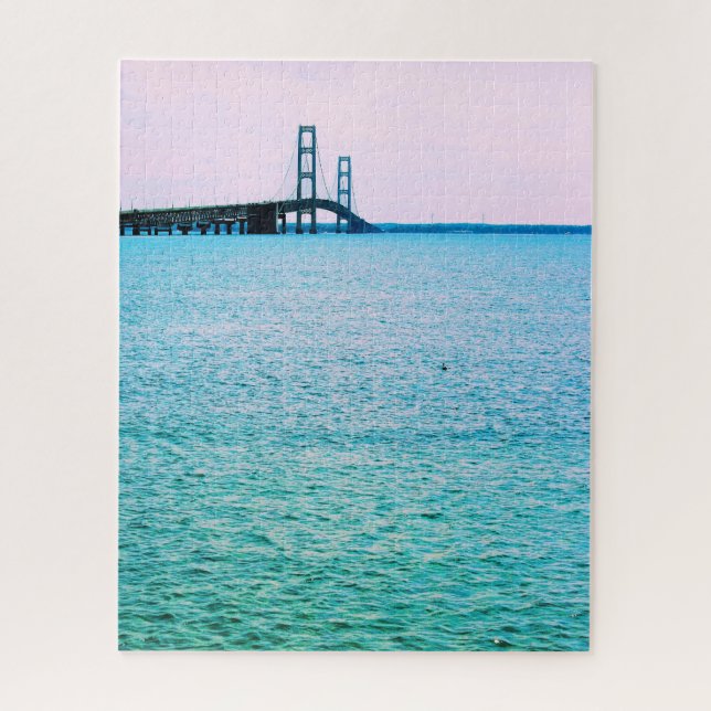Puzzle Puente Mackinac - Lago Michigan - 16x20 - 520 pcs (Vertical)