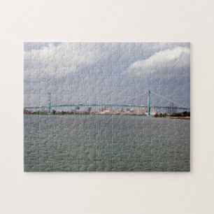 Puzzle Puente puente sobre el agua azul