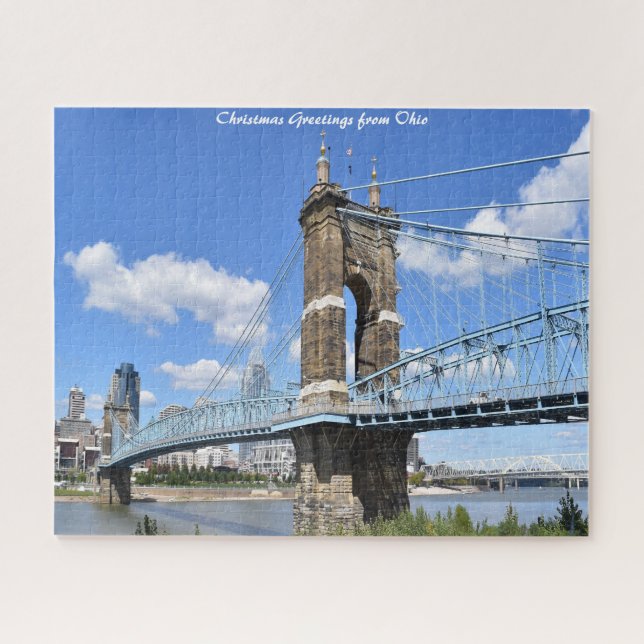 Puzzle Puente Roebling Ohio. Saludo de navidades (Horizontal)