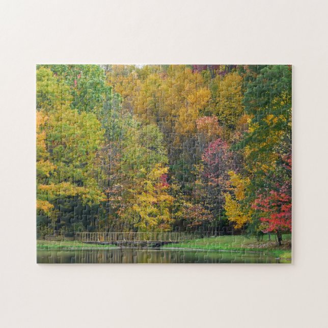 Puzzle Puente Seven Springs Fall II Paisaje de Otoño (Horizontal)