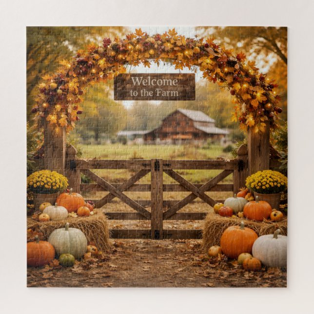 Puzzle Puerta de granja de otoño con arco (Vertical)